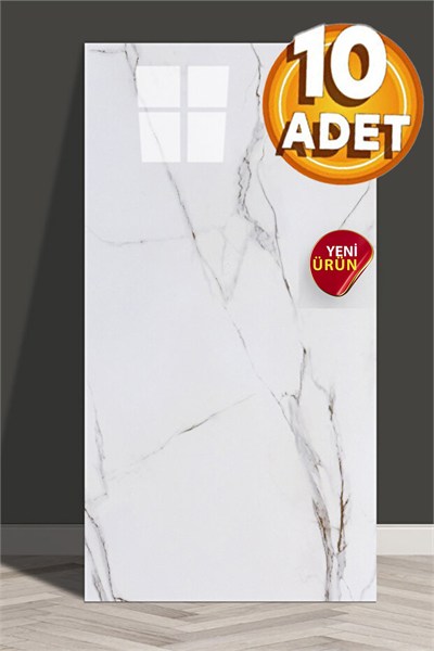 10 Adet, 30x60 Cm Açık Kahve Damar Mermer Desenli Kendinden Yapışkanlı Mutfak Banyo Wc Kaplama Pvc Panel M012