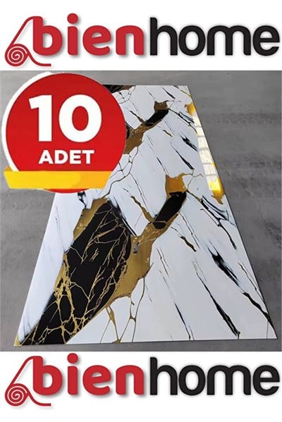 10 Adet, 30x60Cm Kendinden Yapışkanlı Duvar Kağıdı Esnek Köpük Paneli 3d Boyutlu Gold Sarı Siyah Beyaz