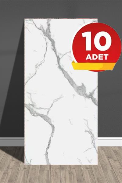 30x60 Cm Beyaz Damar Mermer Desenli Kendinden Yapışkanlı Banyo PVC Duvar Paneli-M048