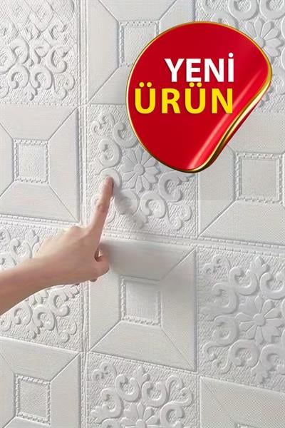70x70cm 0,50M² Beyaz 3d Dekoratif Kendinden Yapışkanlı Köpük Duvar Kaplama Paneli-3141-Tavan Kaplama Köpüğü