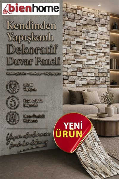70x77 Cm Açık Kahve 0,54M² 3d Kendinden Yapışkanlı Tuğla Duvar Kağıdı Kaplama Panel Köpük Antik Köpük Duvar Paneli-FC26