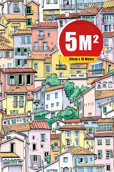 Zümrüt Exclusıve 7860 Renkli Evler Manarola Portofino Balat Görünüm Duvar Kağıdı 5M²