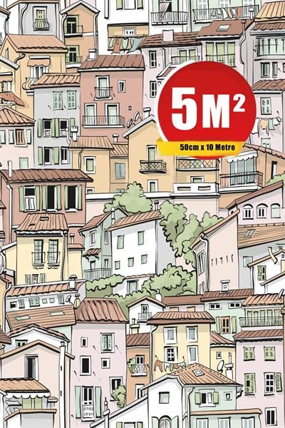 Zümrüt Exclusıve 7865 Renkli Evler Manarola Portofino Balat Görünüm Duvar Kağıdı 5M²