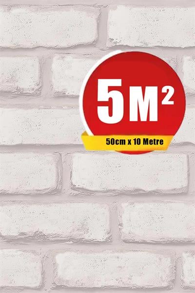 Zümrüt Exclusive 9021 Beyaz Lüx Tuğla Desen Duvar Duvar Kağıdı 5M²