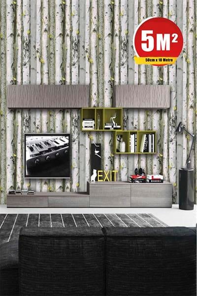 Zümrüt Exclusive 9270 Bambu Kavak Ağacı Desenli Hafif Dokulu Duvar Kağıdı 5M²