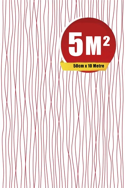 Zümrüt New Age 5065 Kırmızı Beyaz Çizgili Desenli Duvar Kağıdı 5 M²