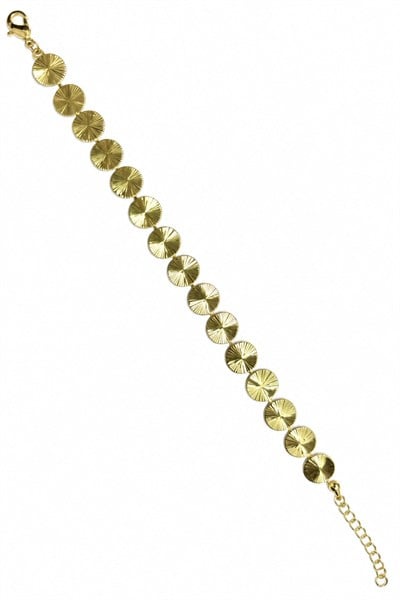 Yuvarlak Plaka Gold Bileklik (19+5 cm)