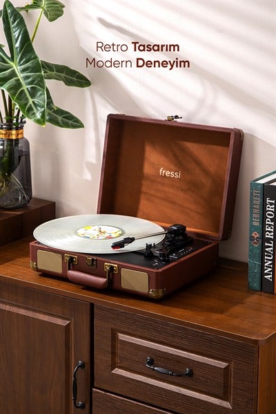 Dahili Hoparlörlü Pikap Müzik Kutusu Usb+Rca+Bluetooth FR-P101 Zenitte
