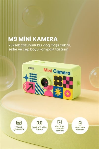 Joyplus Mini Anahtarlık Dijital Fotoğraf Makinesi Retro Filtreli Mini Video Kamera M9