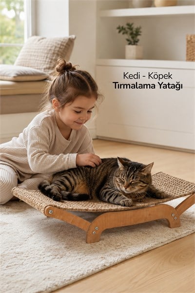 Kediler İçin Tırmalanabilir Sisal Halı Özellikli Konforlu Kedi Yatağı 6075