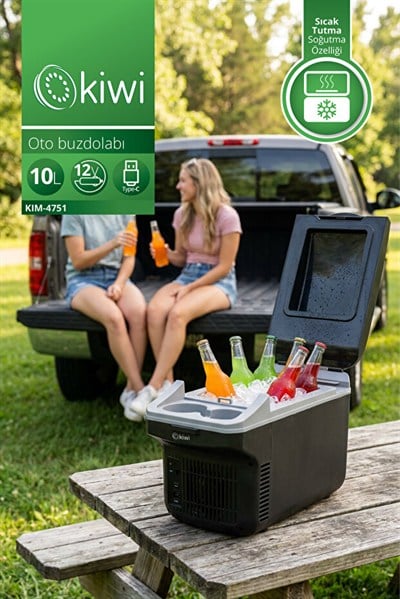 KIM-4751 Oto Buzdolabı | 10 L & 12V DC & Termoelektrik Soğutma & Type-C