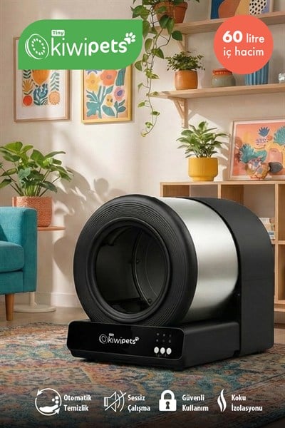KPLB-10771 Akıllı Kendi Kendini Temizleyen Kedi Tuvaleti | 60L Geniş İç Hacim & Koku Giderici Siyah