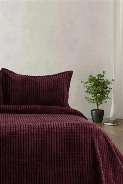 Merinos Modern Line 3 Parça Battaniye Seti - Mürdüm