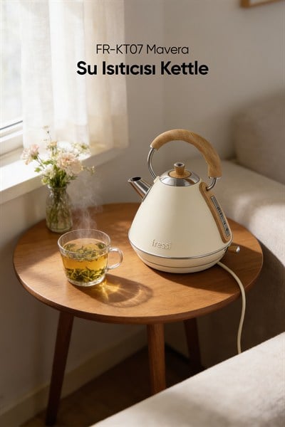 Retro Mavera 1,7 Litre Ahşap Kulp Detaylı Kettle Su Isıtıcısı FR-KT07