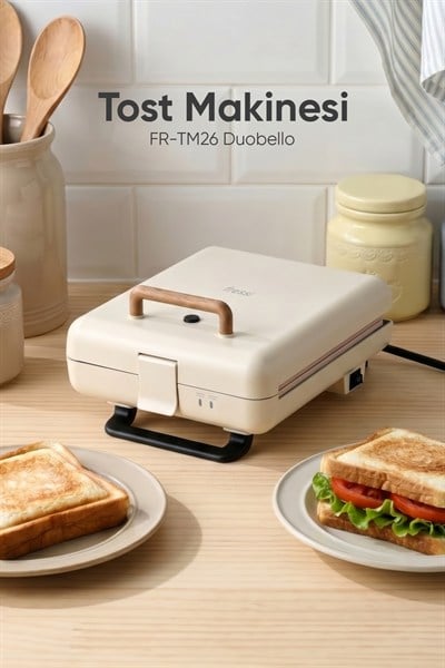 Tost ve Izgara Makinesi Duobello 4 Dilim Tam Açılır | Çıkarabilir Yapışmaz Plakalı | TM26