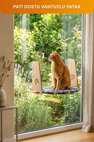 Vantuzlu Desenli, Yumuşak Kedi Cam Yatağı