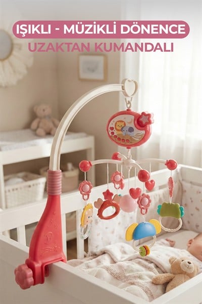 Vardem Işıklı Müzikli Kumandalı Bebek Dönencesi BIB-698-85 Pembe