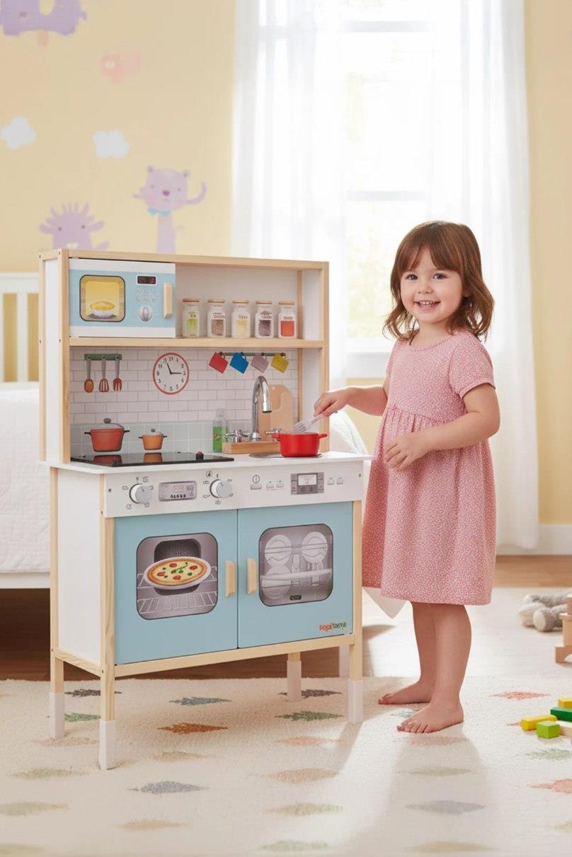 RoziToys DBG102 Ledli Ahşap Montessori Çocuk Mutfağı | DoganBazaar