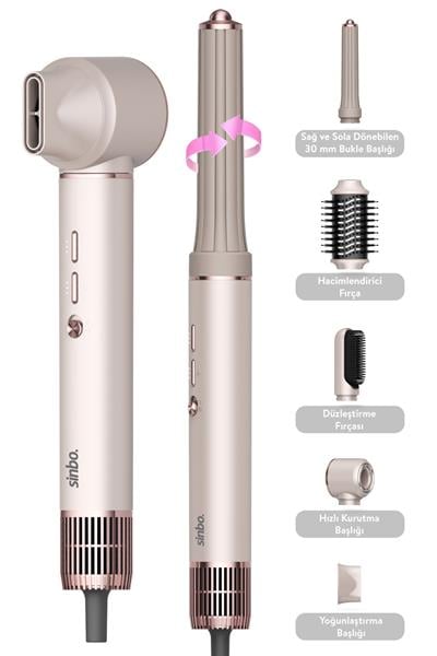 Pro Compact Uzun Multi-styler Saç Kurutma Makinesi, Fön Makinesi,5in1,Shd-1729, Çanta Hediye