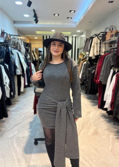 Bağlamalı Triko Elbise