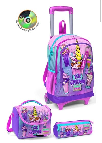 Coral High Kids Pembe Mor Milkshake Dondurma Desenli 3'lü Çanta Seti SET0123949