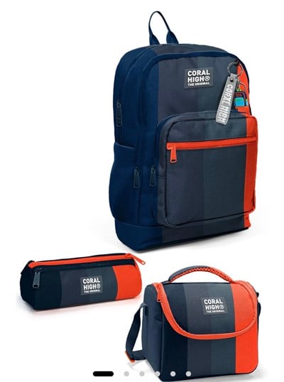 Coral High Kids Renkli Çizgili 3'lü Okul Çanta Seti SET0123782