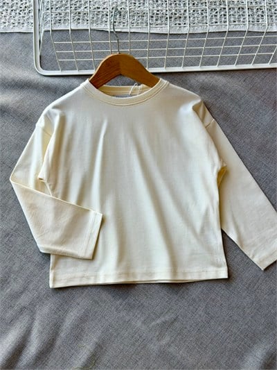 Unisex ekru %100 pamuk t-shirt