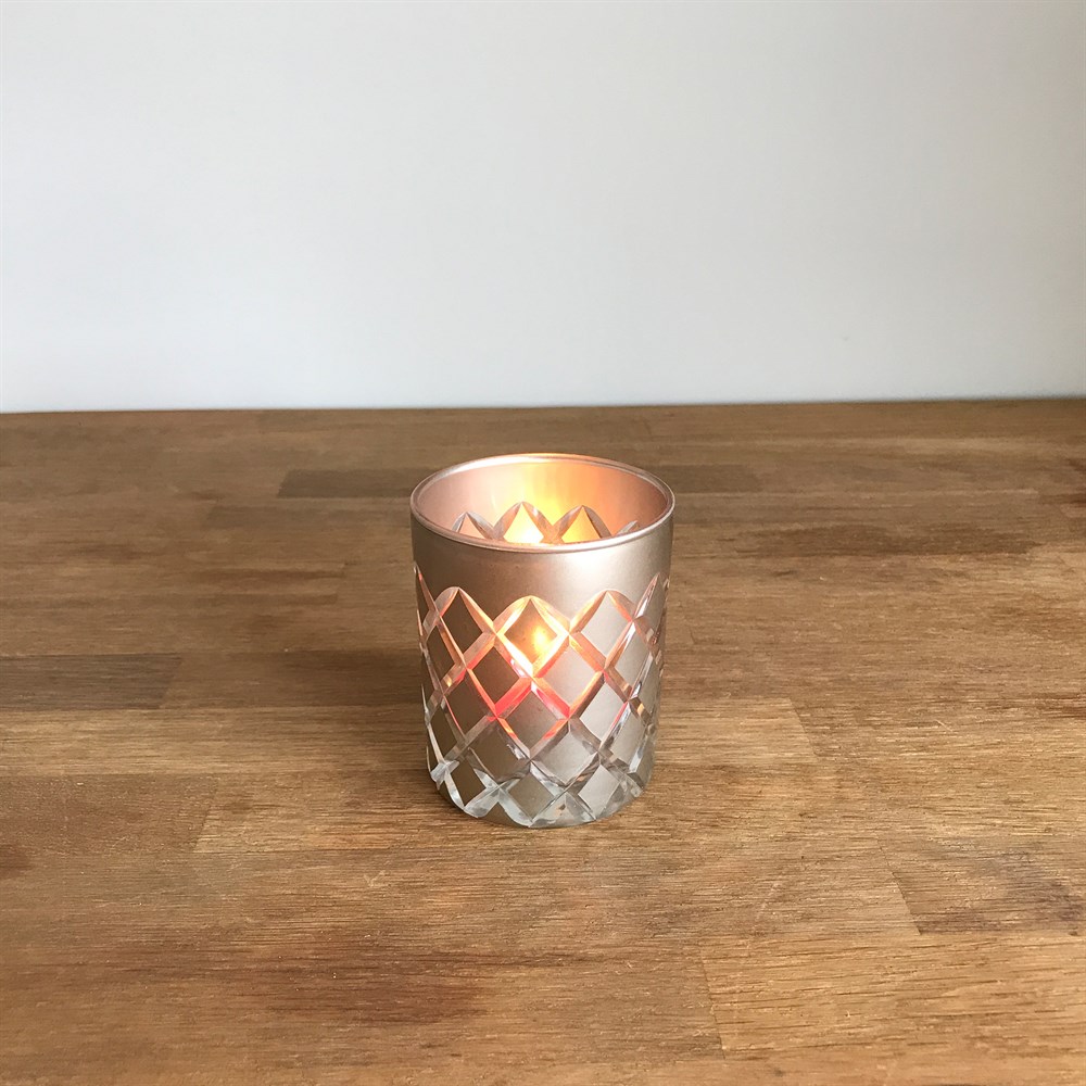 Vizon Kesme Cam Tealight Mumluk