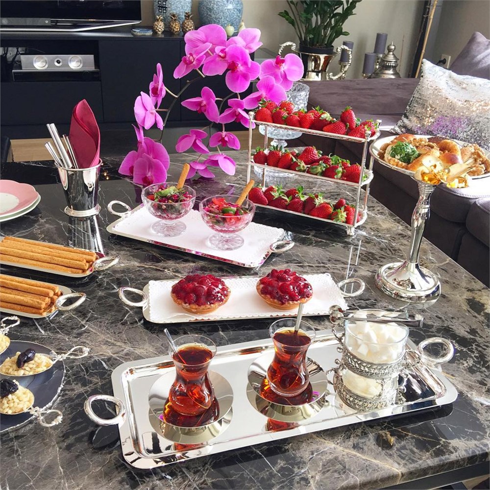 Yuvarlak Kulplu Dikdörtgen Tepsi