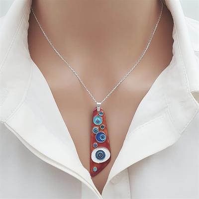 Cloisonné Nazar Kolye Gümüş Zincirli