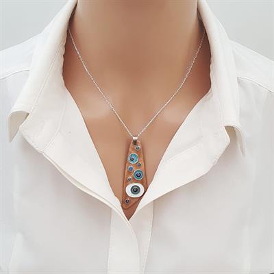 Cloisonné Nazar Kolye I Gümüş Zincirli