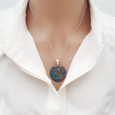 Cloisonné Wave Kolye Gümüş Zincirli