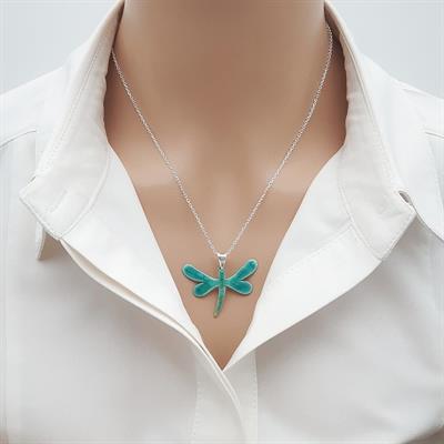 Gümüş Yusufçuk Kolye Gümüş Zincirli