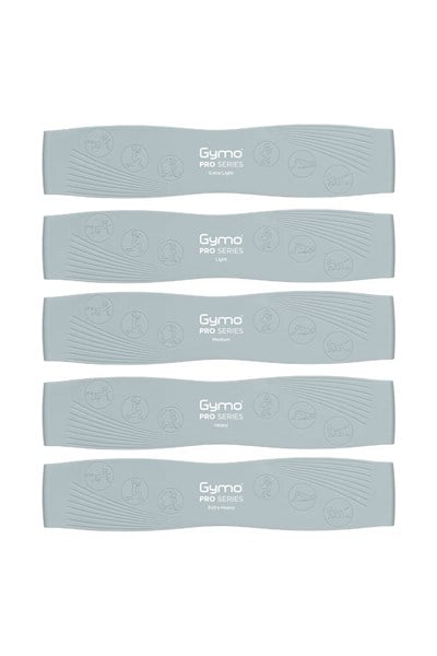 Gymo Pro Series Çantalı Direnç Bandı Fitness Pilates Esnetme Lastiği 5'li Set Silikon Nane Yeşili