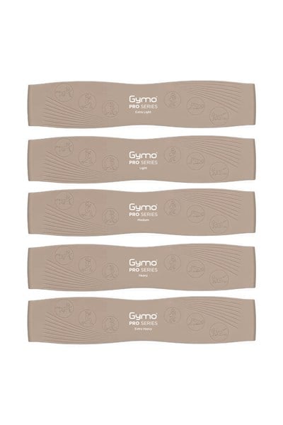 Gymo Pro Series Çantalı Direnç Bandı Fitness Pilates Esnetme Lastiği 5'li Set Silikon Toprak