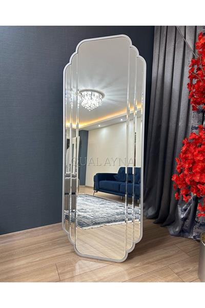 70*180 Cm Gümüş Çerçeve Ve Gümüş Aynalı Ayaklı Boy Aynası