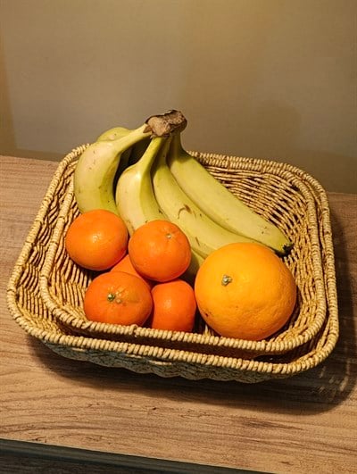 2'li Hasır Rattan Yuvarlak Sunumluk / Meyve Sepeti / Ekmeklik 