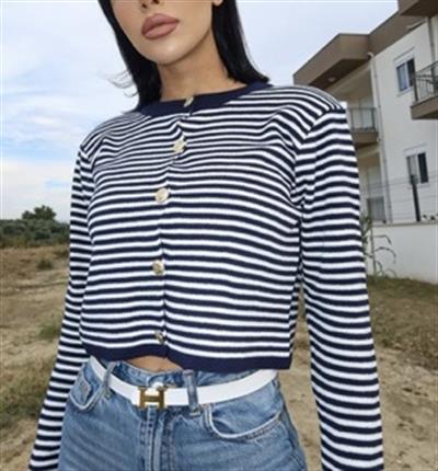 Hipatu İnce Çizgili Altın Düğme Hırka (1780)