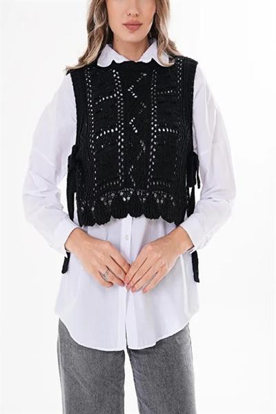 Hipatu Kuşaklı Ponponlu Süveter (1660)