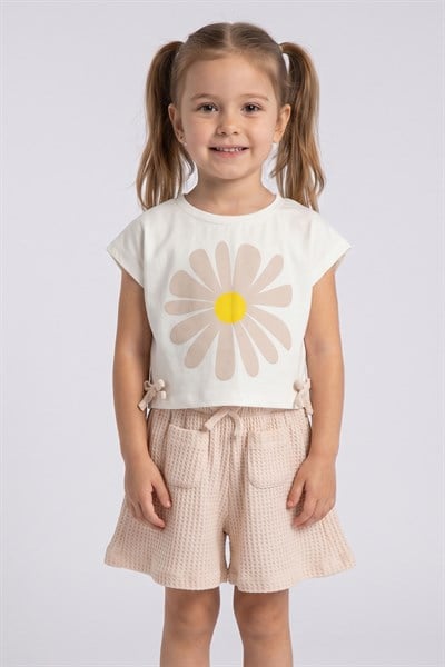 Tuffy Kız Çocuk Çiçek Desenli İkili Takım-3996