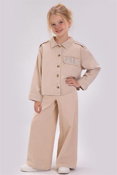 Tuffy Kız Çocuk Gabardin Gömlekli İkili Takım-03165