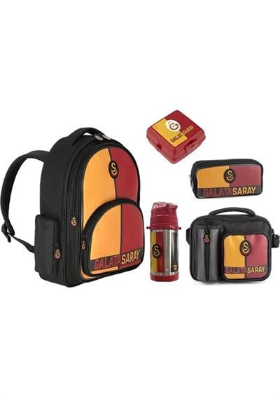  Galatasaray Lisanslı Parçalı Forma Temalı Çelik Termoslu Ilkokul Çanta Seti – Beş Parçalı Set(6099)