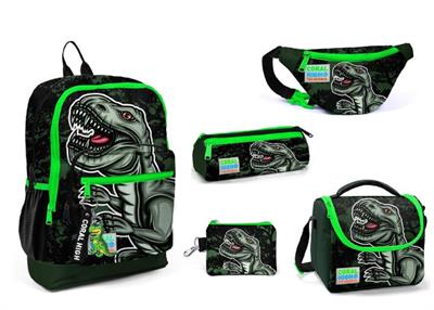 CORAL HIGH Dev Dinozor Temalı Erkek Çocuk İlkokul Çanta Seti-Beş Parçalı Set-(5849)