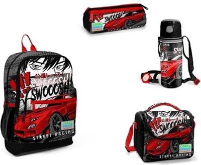 Coral High Japan Anime Race Car Erkek Çocuk İlkokul Çanta Seti- Dört Parçalı Set