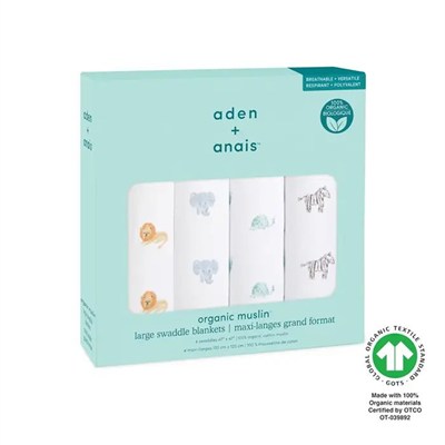 Aden & Anais - Animal Kingdom 4lü Organik Pamuklu Müslin Set