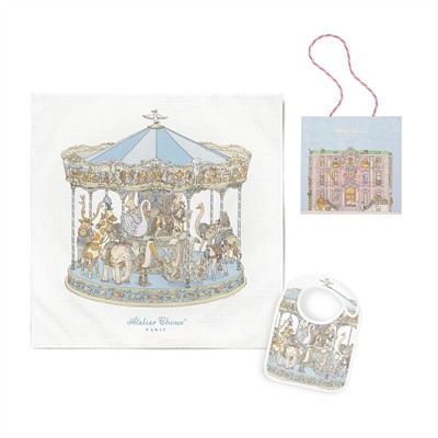 Atelier Choux - Carousel Mavi Önlük & Müslin Set
