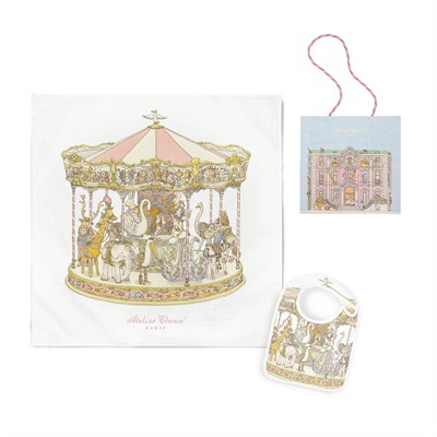 Atelier Choux - Carousel Pembe Önlük & Müslin Set