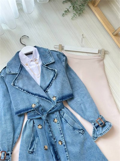 Denim Elegance Trench