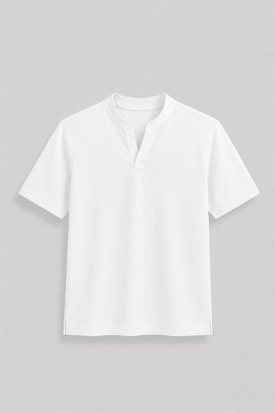 Beyaz Hakim Yaka T-Shirt