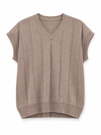 Desenli Oversize Süveter Kahverengi